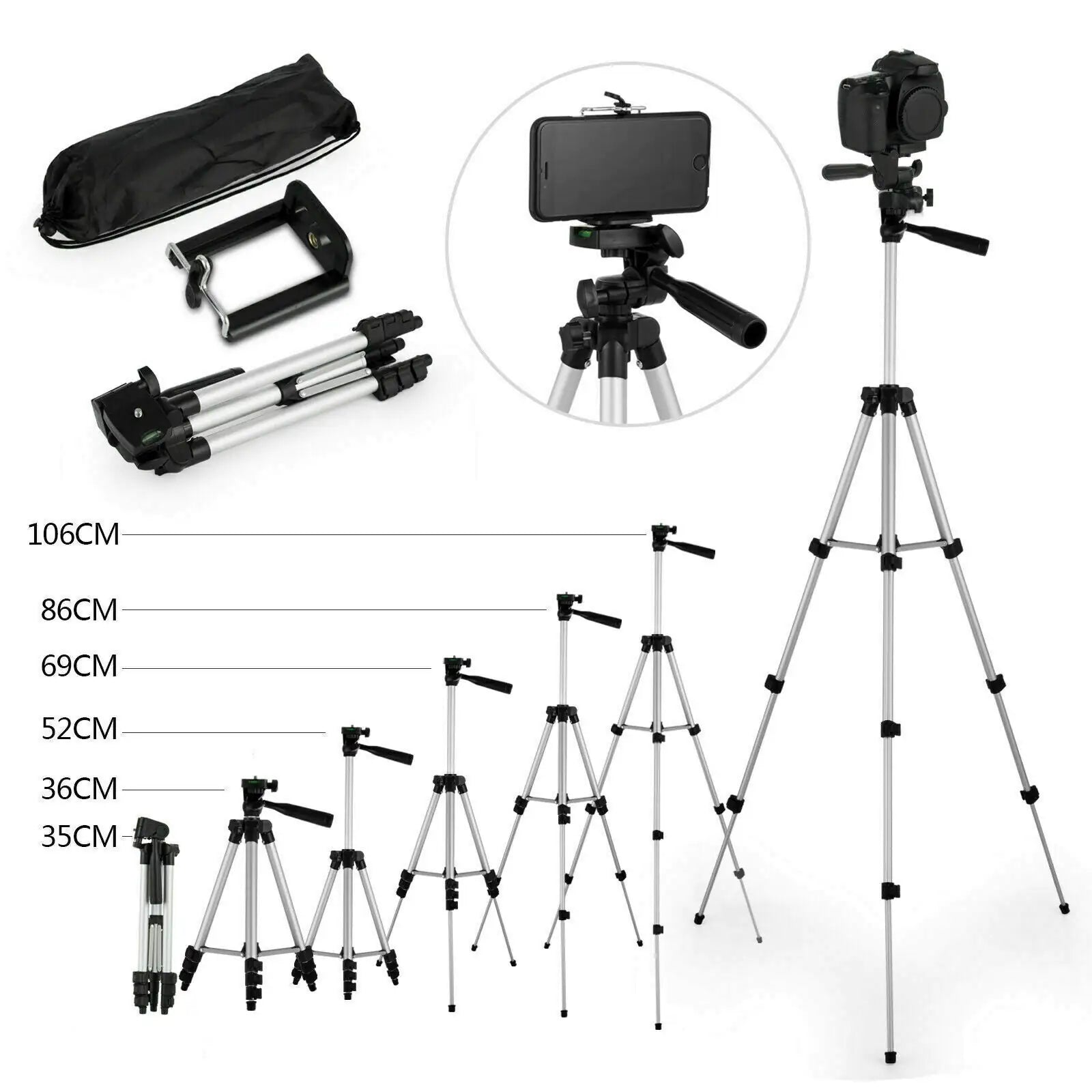 Universal Smartphone Camera Tripod + Carrying Bag